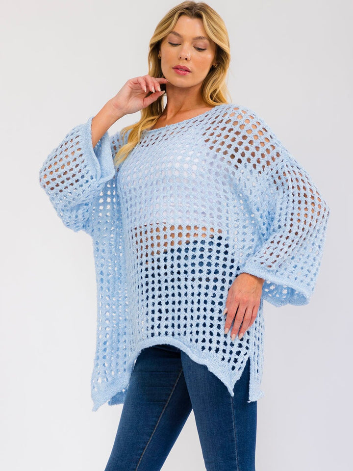 WOMEN'S LONG SLEEVE KNIT PULLOVER COVER UP TOP