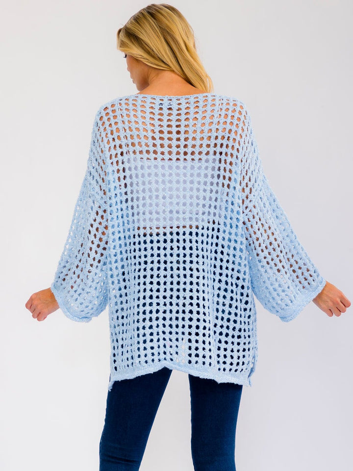 WOMEN'S LONG SLEEVE KNIT PULLOVER COVER UP TOP