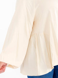 PLUS SIZE LONG PUFF SLEEVE OPEN BACK TUNIC TOP