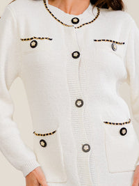 WOMEN'S LONG SLEEVE BUTTON UP FRONT POCKETS BODYCON MINI DRESS