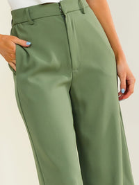 ENTRO WOMEN'S BUTTON CLOSURE POCKETS WIDE LEG PANTS