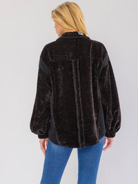WOMEN'S LONG SLEEVE BUTTON UP FRONT POCKETS HIGH-LOW CONTRAST JACKET