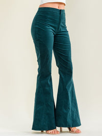 ENTRO WOMEN'S BUTTON CLOSURE BELL LEGS CORDUROY PANTS