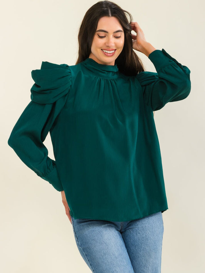 ENTRO WOMEN'S LONG SLEEVE SOLID BLOUSE