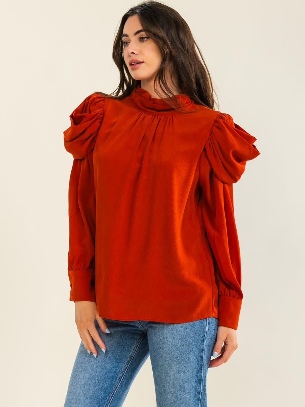 ENTRO WOMEN'S LONG SLEEVE SOLID BLOUSE