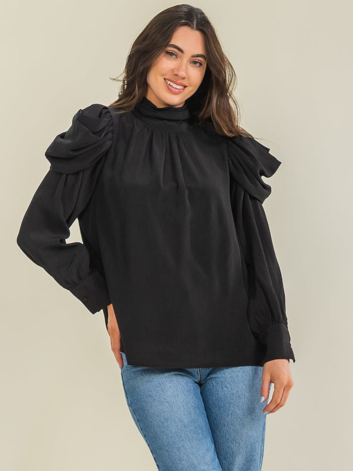 ENTRO WOMEN'S LONG SLEEVE SOLID BLOUSE