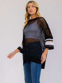 WOMEN'S SHORT SLEEVE KNIT PULLOVER COVER UP TOP