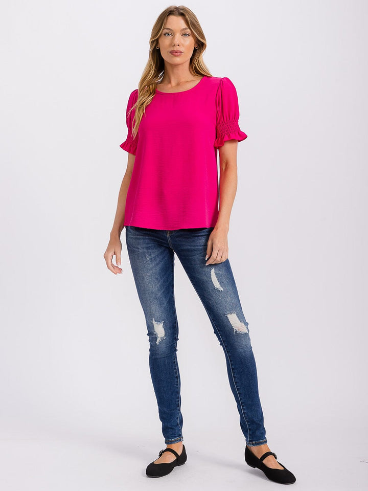 WOMEN'S SHORT PUFF SLEEVE BLOUSE