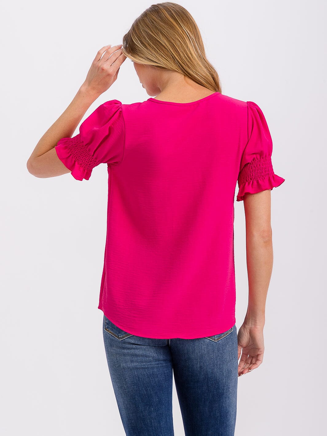 WOMEN'S SHORT PUFF SLEEVE BLOUSE