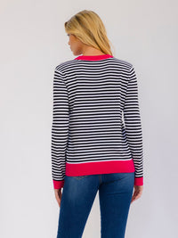 WOMEN'S LONG SLEEVE COLORBLOCK STRIPES TOP