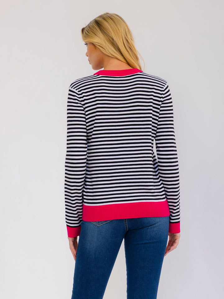 WOMEN'S LONG SLEEVE COLORBLOCK STRIPES TOP
