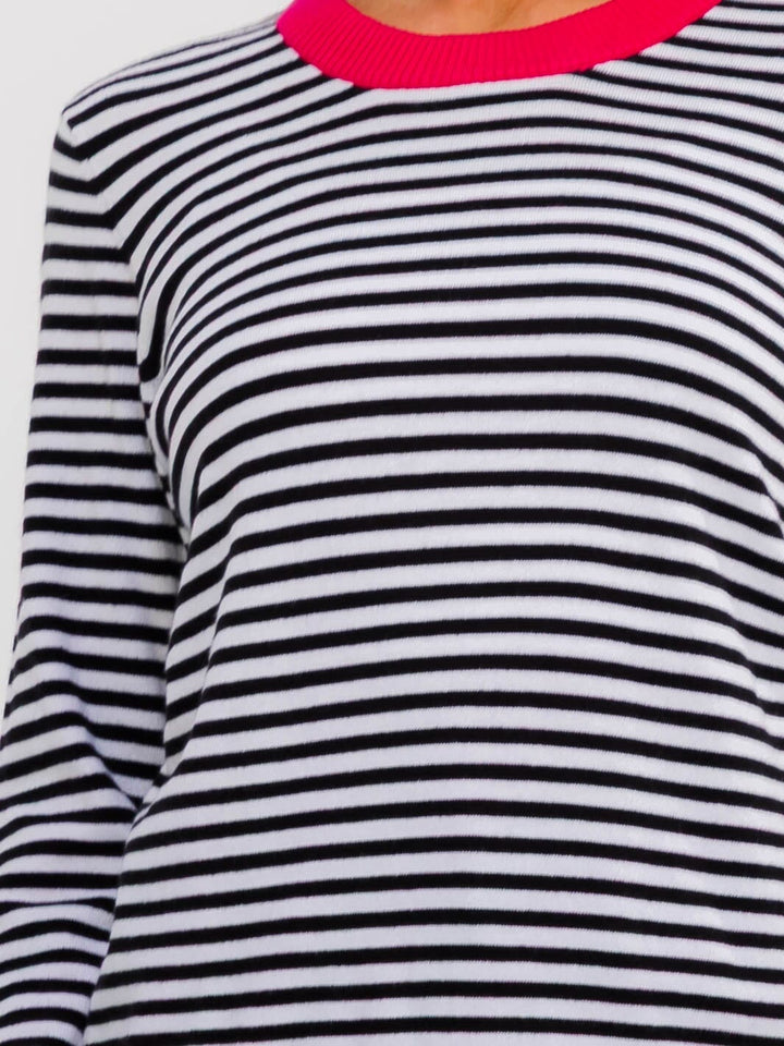 WOMEN'S LONG SLEEVE COLORBLOCK STRIPES TOP