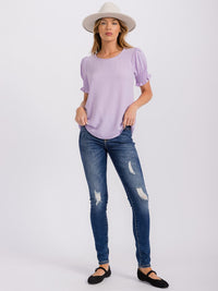 WOMEN'S SHORT PUFF SLEEVE BLOUSE