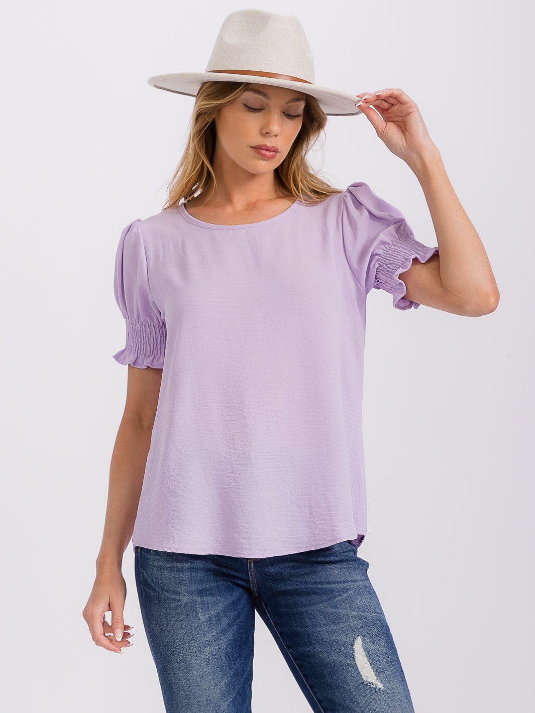 WOMEN'S SHORT PUFF SLEEVE BLOUSE