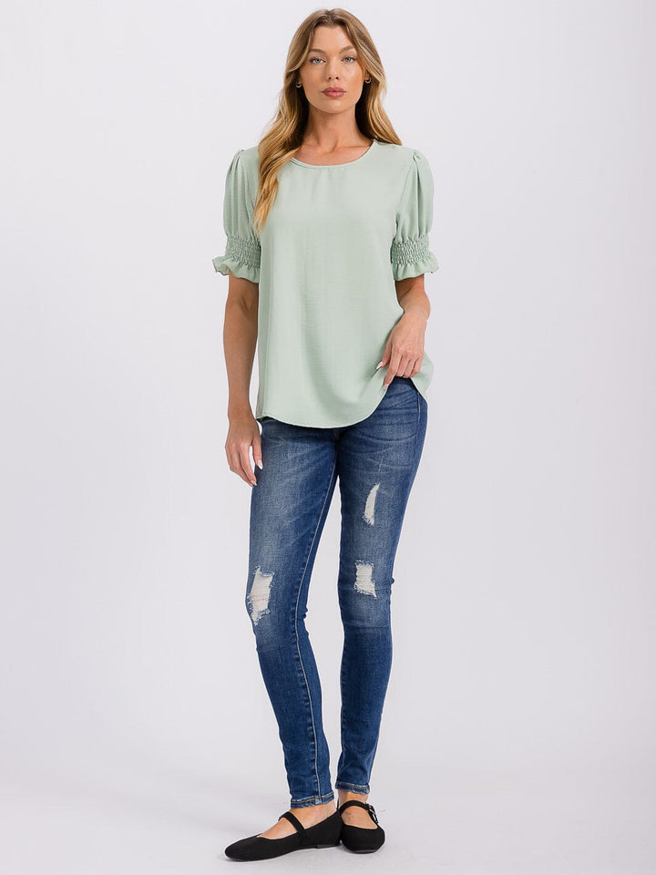 WOMEN'S SHORT PUFF SLEEVE BLOUSE