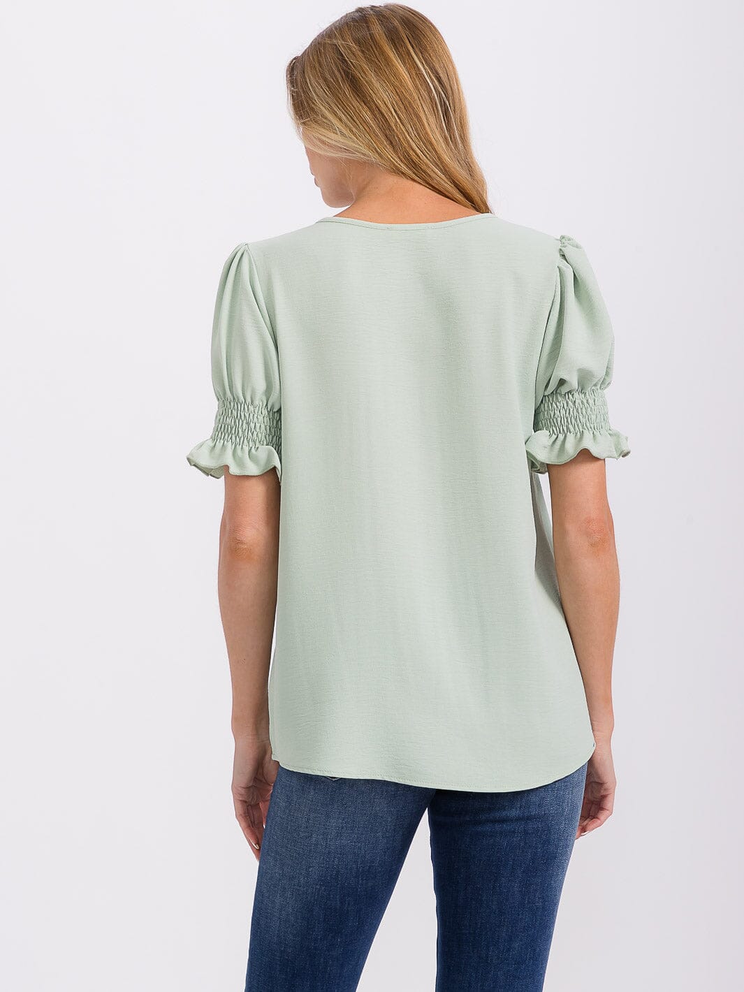 WOMEN'S SHORT PUFF SLEEVE BLOUSE