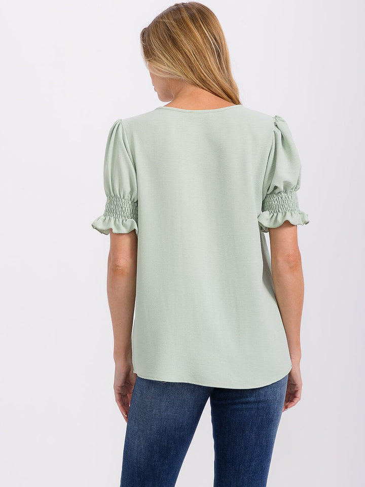WOMEN'S SHORT PUFF SLEEVE BLOUSE