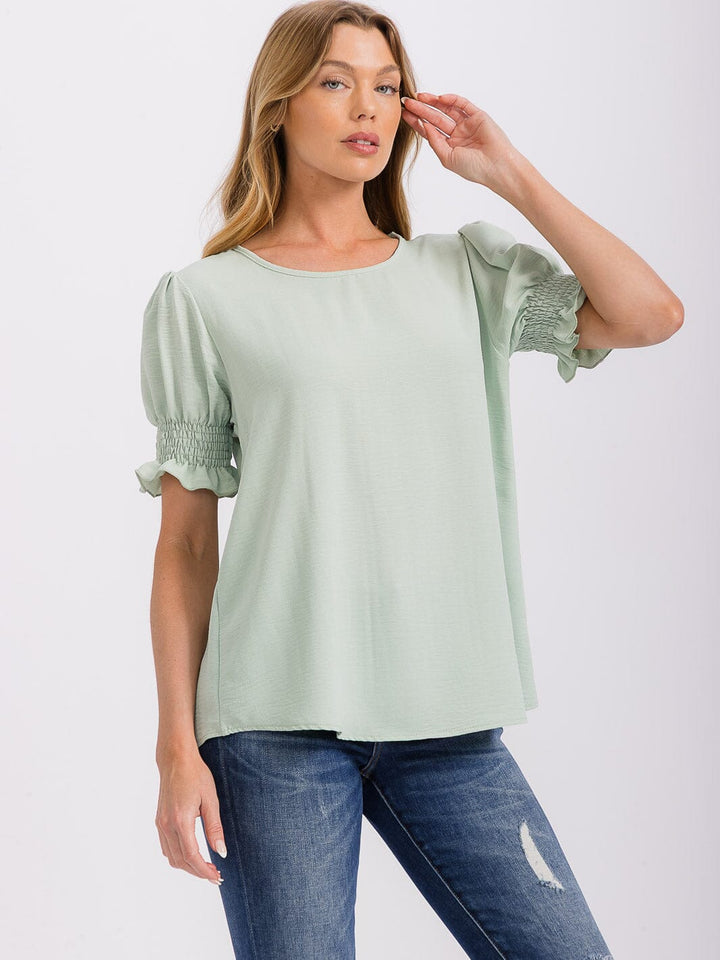 WOMEN'S SHORT PUFF SLEEVE BLOUSE