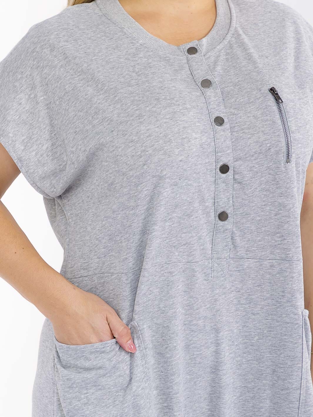 PLUS SIZE SHORT SLEEVE BUTTON UP FRONT POCKETS JOGGER LEG JUMPSUIT