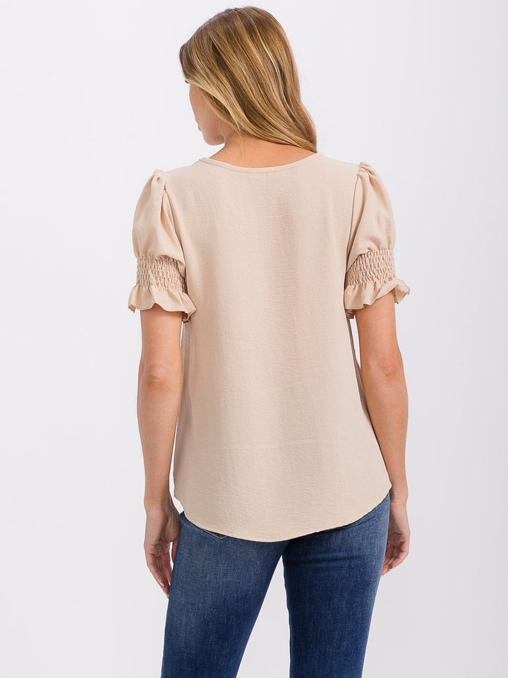 WOMEN'S SHORT PUFF SLEEVE BLOUSE