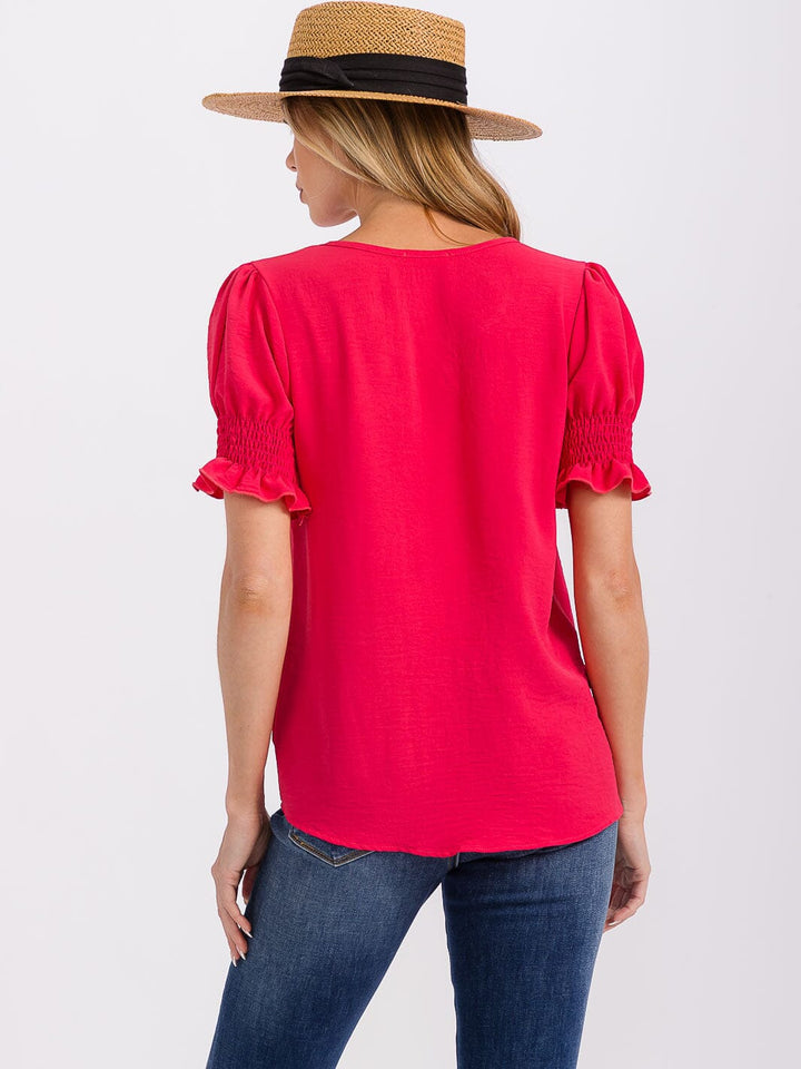 WOMEN'S SHORT PUFF SLEEVE BLOUSE