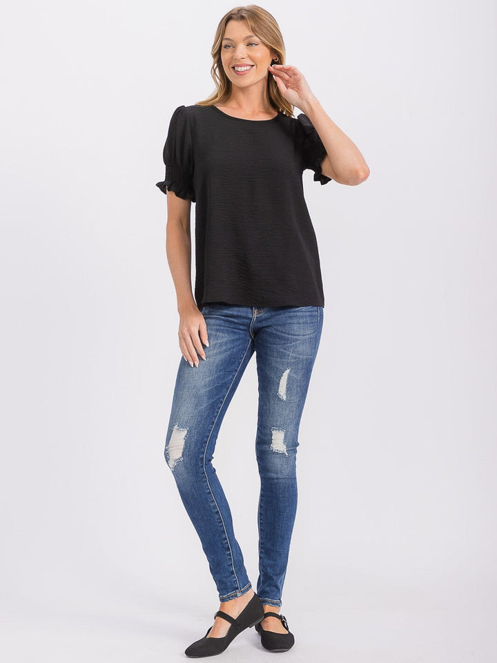 WOMEN'S SHORT PUFF SLEEVE BLOUSE