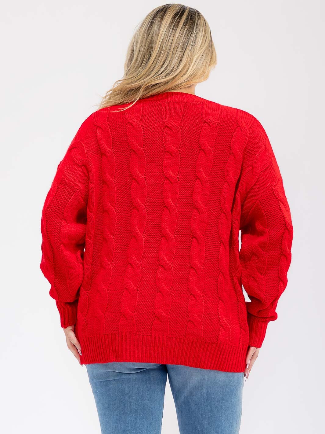 PLUS SIZE LONG SLEEVE GRAPHIC PULLOVER KNIT SWEATER