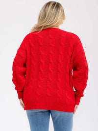 PLUS SIZE LONG SLEEVE GRAPHIC PULLOVER KNIT SWEATER