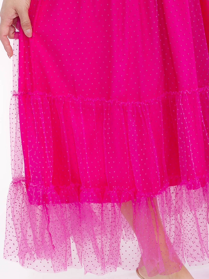 PLUS SIZE SHORT PUFF SLEEVE SMOCK SWISS DETAILED MAXI DRESS