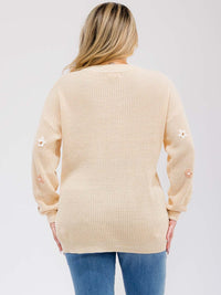 PLUS SIZE LONG SLEEVE GRAPHIC PULLOVER KNIT SWEATER