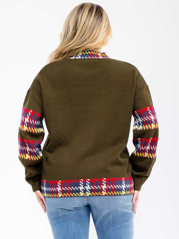 PLUS SIZE LONG SLEEVE GRAPHIC PULLOVER SWEATER