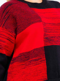 PLUS SIZE LONG SLEEVE COLORBLOCK PULLOVER KNIT SWEATER