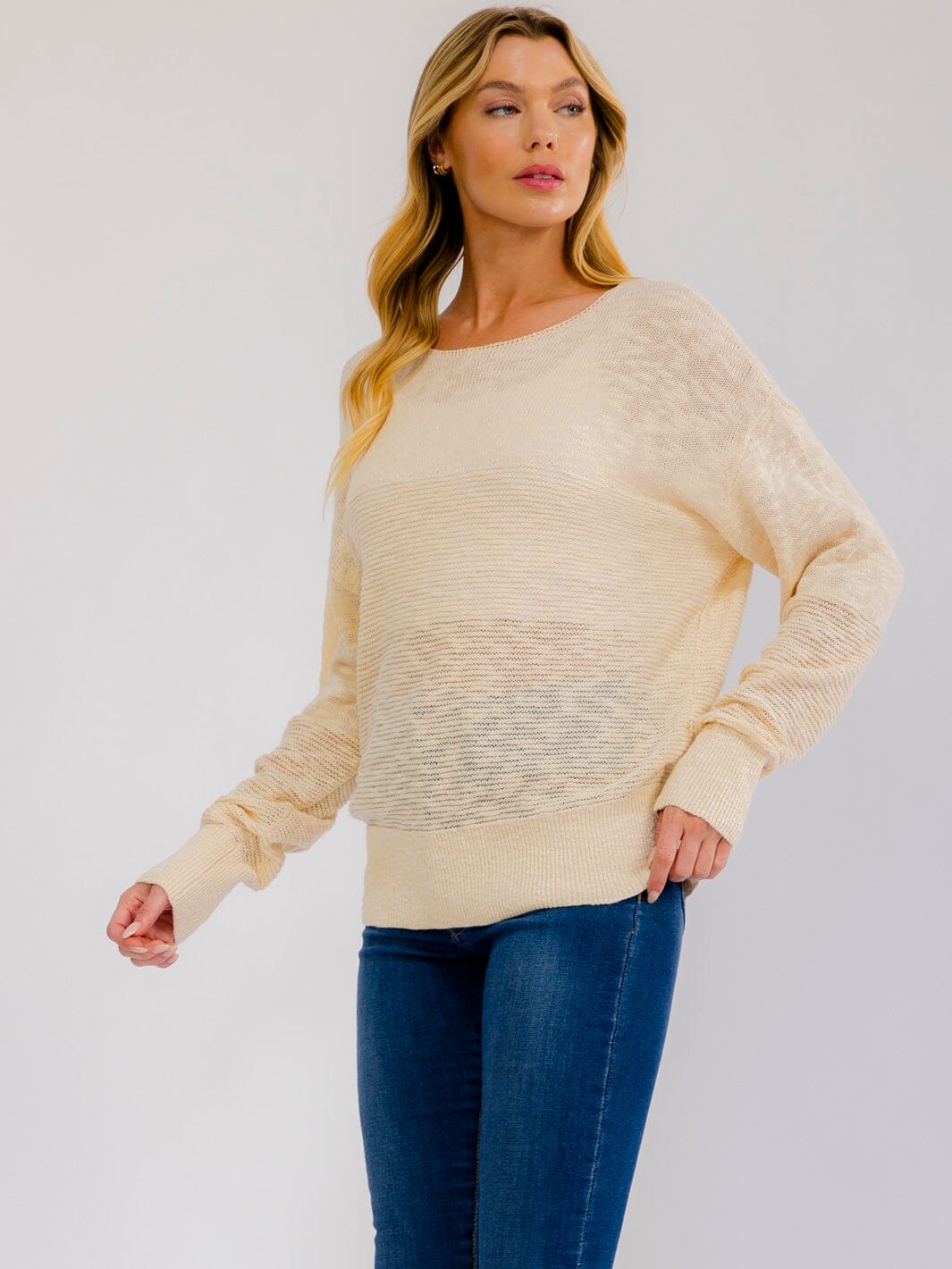 WOMEN'S LONG SLEEVE KNIT PULLOVER TOP