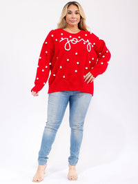 PLUS SIZE LONG SLEEVE GRAPHIC PULLOVER KNIT SWEATER