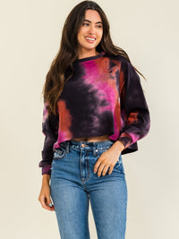 WOMEN'S LONG SLEEVES TIE DYE PULLOVER TOP