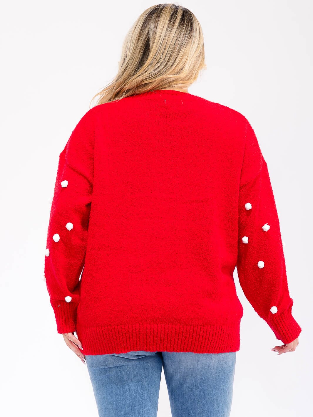 PLUS SIZE LONG SLEEVE GRAPHIC PULLOVER KNIT SWEATER