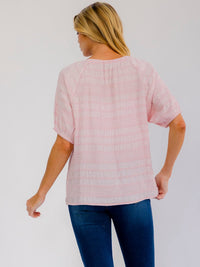 WOMEN'S SHORT SLEEVE DETAILED BLOUSE