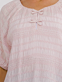WOMEN'S SHORT SLEEVE DETAILED BLOUSE