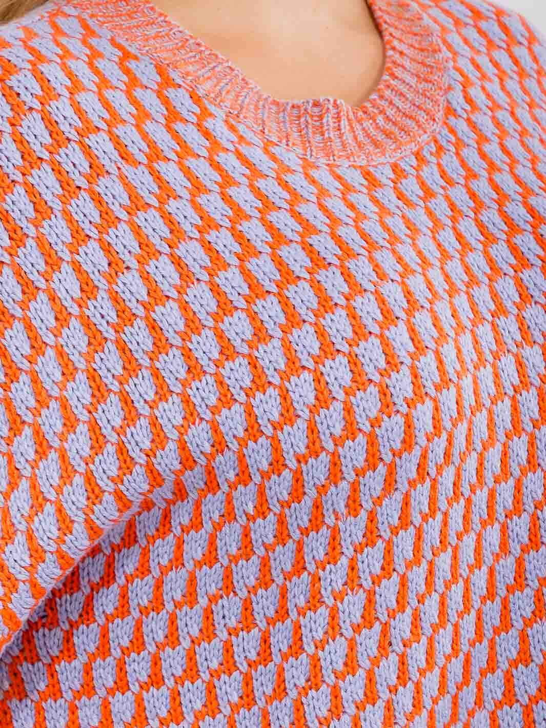 PLUS SIZE LONG SLEEVE COLORBLOCK PULLOVER KNIT SWEATER