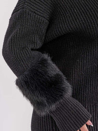 PLUS SIZE LONG SLEEVE TURTLE NECK SHERPA DETAIL PULLOVER SWEATER