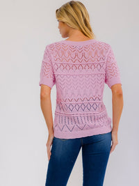 WOMEN'S SHORT SLEEVE CROCHET BLOUSE