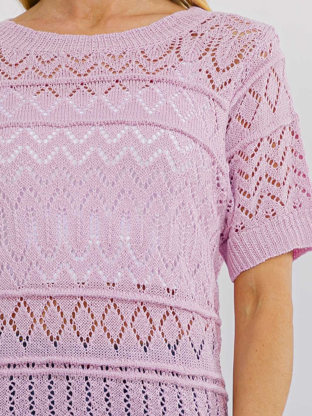 WOMEN'S SHORT SLEEVE CROCHET BLOUSE