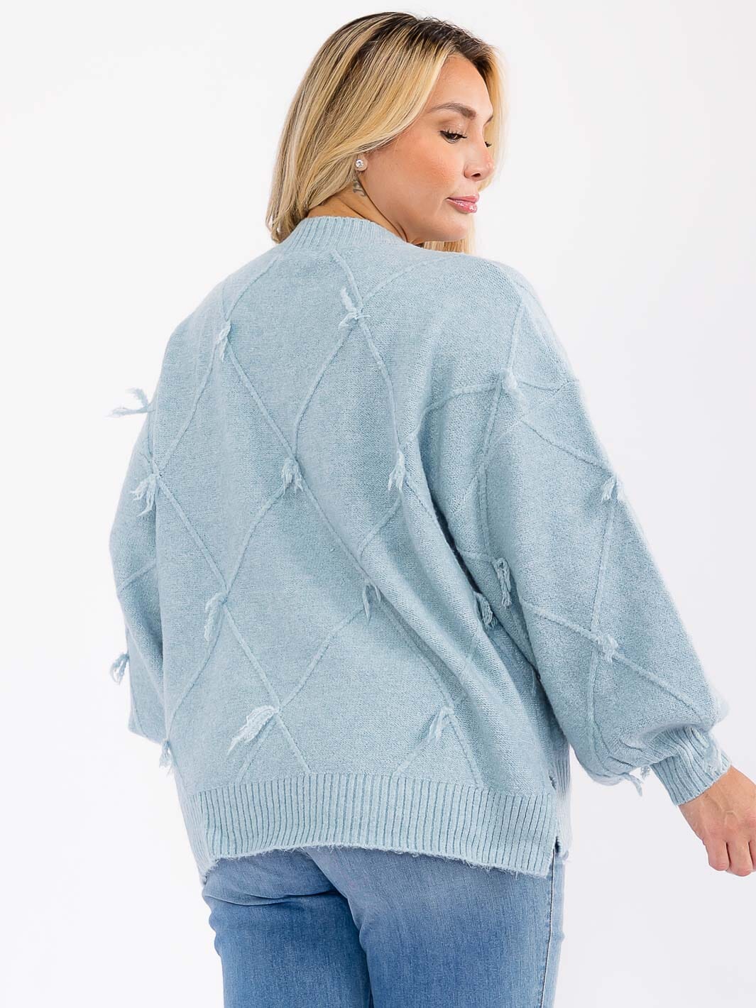 PLUS SIZE LONG SLEEVE DETAILED PULLOVER KNIT SWEATER
