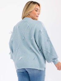 PLUS SIZE LONG SLEEVE DETAILED PULLOVER KNIT SWEATER