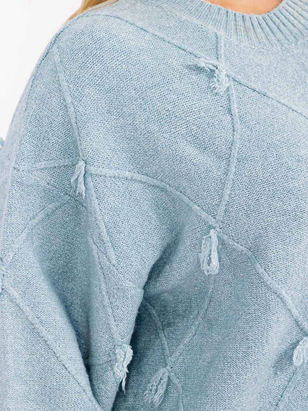 PLUS SIZE LONG SLEEVE DETAILED PULLOVER KNIT SWEATER