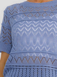 WOMEN'S SHORT SLEEVE CROCHET BLOUSE