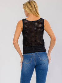 WOMEN'S SLEEVELESS BUTTON UP FLORAL KNIT TANK TOP