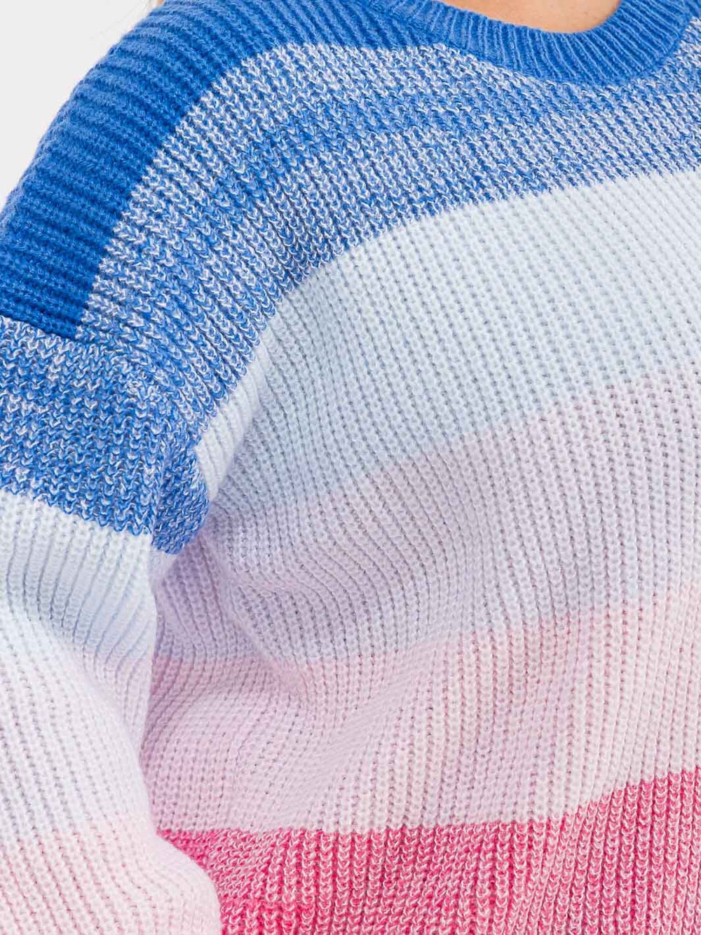 PLUS SIZE LONG SLEEVE COLORBLOCK STRIPES PULLOVER KNIT SWEATER