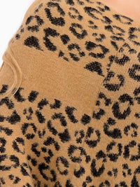 PLUS SIZE LONG SLEEVE V-NECK ANIMAL PRINT PULLOVER PONCHO