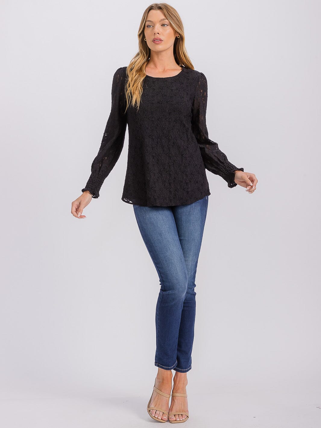 WOMEN'S LONG SLEEVE ALL OVER LACE BLOUSE